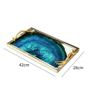 Plateau de rangement en métal de luxe imitation agate, ornement <span class=keywords><strong>d</strong></span>écoratif personnalisé en acier inoxydable, <span class=keywords><strong>d</strong></span>écoration de bureau, <span class=keywords><strong>d</strong></span>écoration de la maison - Product Image 6