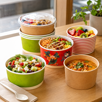 Tazón Redondo de Papel, Precio Directo de Fábrica, Apilable, con Logotipo Personalizado Impreso, para Uso en Servicios de Catering, Material de Grado Alimenticio Seguro, Libre de BPA