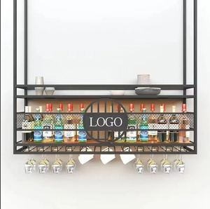 Porte-bouteilles <span class=keywords><strong>de</strong></span> <span class=keywords><strong>vin</strong></span> en fer forgé industriel, écologique, refroidissant, comptoir <span class=keywords><strong>de</strong></span> bar, suspendu au mur, hauteur réglable, moderne, verre à <span class=keywords><strong>vin</strong></span> - Product Image 6