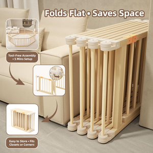 8 Panel Wooden Pet <strong>Playpen</strong> with Door Foldable Indoor Play Yard for <strong>Puppies</strong> Cats Small Animals - Product Image 5