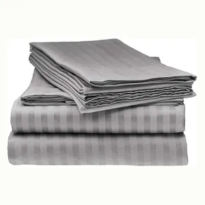 Ensemble <span class=keywords><strong>de</strong></span> literie personnalisé en satin rayé <span class=keywords><strong>de</strong></span> 1 cm avec taie d'oreiller - Product Image 1