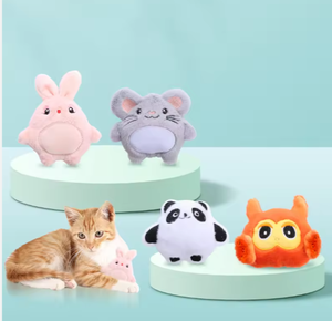 Cartone animato giocattolo gatto stile moderno per interni gattino giocattolo interattivo di peluche con cigolante erba gatta allevia la noia per animali domestici e cani - Product Image 2