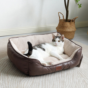 Suede Warm Pet <b>Bed</b> Rectangle Soft Cat <b>Bed</b> Polyester Fiber Fill Hand Wash For Cats - Product Image 1
