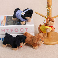 Porte-clés en peluche chien teckel mignon et habillé, jouet pendentif, rembourré en coton PP, cadeau de vacances pour enfants, à partir de 14 ans, 13 cm