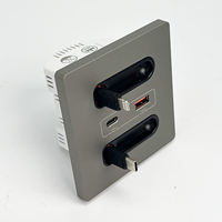 Prise murale ABS escamotable de bureau haut de gamme avec technologie NFC intelligente, câble de charge USB-C et USB-A rétractable, charge rapide 20W