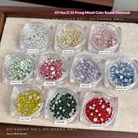 Paso Sico Flashy – Strass à dos plat pour nail art, 33 pièces, cristal K9, 8 mm, violet, rose clair, rouge rosé, champagne, multi-formes