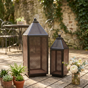 Modern Designer <b>Moroccan</b> Lantern Black Copper Metal <b>Decorative</b> Candle Holder for Home and Garden <b>Decorations</b> - Product Image 2
