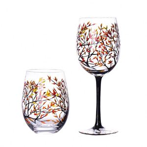Copas de Vino Tinto de Cristal de Lujo Modernas con Diseño de Flores Dibujadas a Mano, Estilo Cuatro Estaciones: Primavera, Verano, Otoño e Invierno - Product Image 4