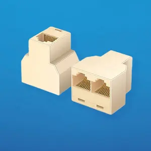 RJ45 adaptor Splitter kabel untuk kabel ekstensi adaptor kabel kabel jaringan putih ABS kucing 6 perempuan ke konektor Rg6 XL-40083 1 sampai 2