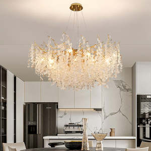 French Aluminum Golden Snow Glass <b>Light</b> Hotel <b>Living</b> <b>Room</b> Tree Branch Raindrop <b>Led</b> Crystal Chandeliers - Product Image 3