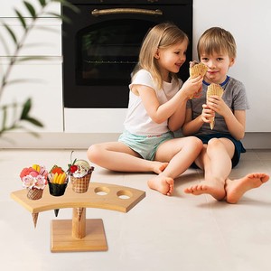 ชั้นวางไอศกรีมไม้ทรงเรือ สีไม้ธรรมชาติ สำหรับจัดแสดงซูชิที่บ้าน - Product Image 1