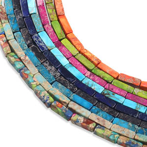 Venta al por mayor 4x13mm Natural Imperial jaspe oblongo cuentas sueltas cubo cuentas de piedra para la fabricación de joyas - Product Image 2