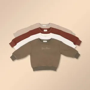 Sudadera de Jersey para niños de alta calidad, Sudadera de cuello redondo a juego familiar con logotipo personalizado para niños pequeños, bebés, niños y niñas adultos