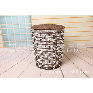 Cesta de lavandería de mimbre redonda, organizador de ropa ecológico, cesta de almacenamiento para ropa sucia - Product Image 2