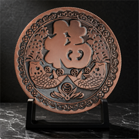 Pièce de monnaie chinoise porte-bonheur personnalisée en cuivre fin 999, avec estampage en relief Fu, médaille commémorative pour commande en gros et collection de cadeaux