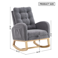 Fauteuil à bascule gris foncé avec repose-pieds, dossier haut, pieds en bois de caoutchouc, pour chambre et salon, 26,77 D x 38,36 L x 39,76 H pouces