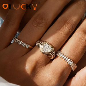 Anillo de Cadenas en <span class=keywords><strong>Cascada</strong></span> con Forma de Corazón, Chapado en Oro de 18k, Resistente al Agua, con Circonitas Cúbicas, para Mujer, Uso Diario, Fabricante de Joyería Personalizada LUCKYJIU - Product Image 3