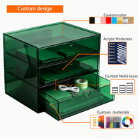 Caja de Almacenamiento de Acrílico Personalizada con Cajón Deslizable para Maquillaje, Archivos y Oficina, Tamaño y Color Personalizables