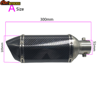 Fiber De carbone 51mm pour Moto D'échappement Modifier Motocross Silencieux D'échappement pour FZ6 CBR250 CB600 MT07 VTT Dirt Pit Bike