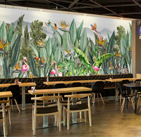 Papier peint flamant rose plante tropicale, décor de café de restaurant papier peint mural décoration de la maison