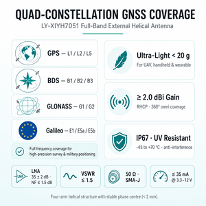 <span class=keywords><strong>Antenne</strong></span> GNSS pleine bande LY-XIYH7051 GPS BDS GLONASS Galileo Centre <span class=keywords><strong>de</strong></span> phase 2mm IP67 SMA pour drone et levés portatifs - Product Image 5