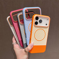 Coque de téléphone magnétique givrée couleur unie motif nid d'abeille pour iPhone 18 17 16 15 14 Pro Max, avec dos en PC mat respirant effet néon arc-en-ciel