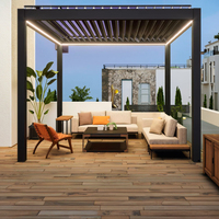 Auvent moderne en PVC Toscana, toit à lamelles en aluminium imperméable, LED, télécommande électrique, protection UV intelligente, balcon