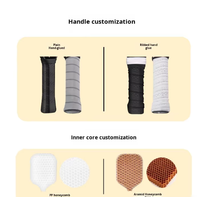 Raquette de pickleball neuve, durable, en tissu de fibre de carbone noir pressé à froid, motif antidérapant, douce et confortable
