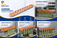 Barre de terre pour équipement électrique, câble de mise à la terre, protection contre la foudre, barre de nul, barre omnibus de mise à la terre, 1-5 AWG, en laiton