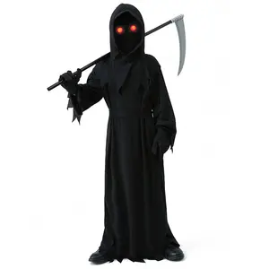 Halloween Scary Cosplay Costume Cool Kids Mystical Horror Grim Reaper Cosplay Costume for Dress Up Party