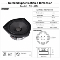 Haut-parleur large bande LS 4,5 pouces ZHL-4014 4 Ohm 50W 100W de crête 166-12KW Réponse en fréquence 89dB Haut-parleur professionnel pour audio