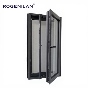 Fenêtre à battant moderne Rogenilan en aluminium insonorisé avec double vitrage et moustiquaire <span class=keywords><strong>pour</strong></span> maisons - Product Image 1