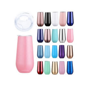 Simple Design 6oz Wine Tumbler Glasses With Lid Stemless 18/8 Stainless Steel Wine <strong>Champagne</strong> <strong>Flutes</strong> Cup - Product Image 5