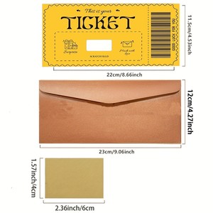 Certificados de regalo sorpresa personalizados, vale de <span class=keywords><strong>cine</strong></span>, regalo de rifa, boleto dorado, tarjetas para rascar con sobres y pegatinas - Product Image 5