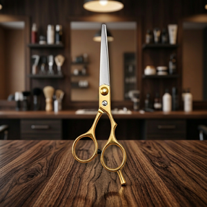 Ensemble de ciseaux de barbier en acier inoxydable de 6 pouces avec manche en céramique, lame droite, ciseaux à effiler, kit de coiffure - Product Image 3