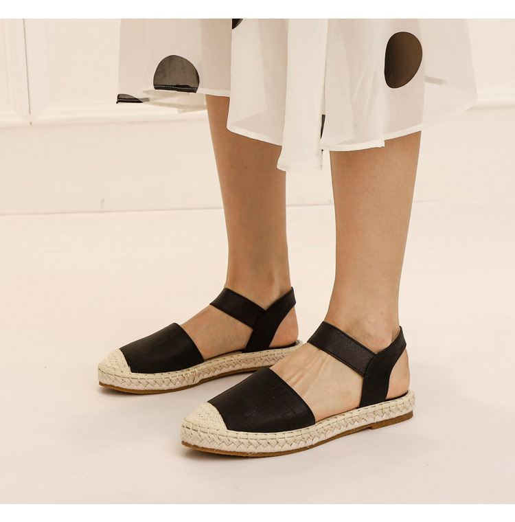 ▷ Sandalias para Mujer Casual Verano Retro Cabeza Redonda Flor Tac