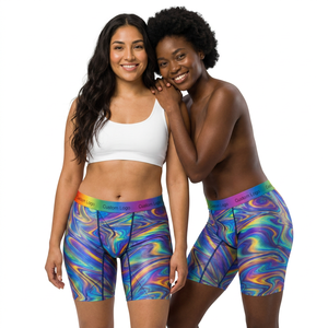 Culotte longue Sapphic WLW Pride holographique marbrée avec logo arc-<span class=keywords><strong>en</strong></span>-ciel personnalisé sur la ceinture, respirante, fabrication OEM ODM, <span class=keywords><strong>sous</strong></span>-vêtements - Product Image 2