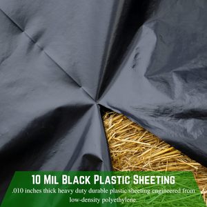 Bâche en polyéthylène <span class=keywords><strong>noir</strong></span> pour usage <span class=keywords><strong>agricole</strong></span>, imperméable, 10 mil (10' x 100'), rouleau de <span class=keywords><strong>film</strong></span> robuste - Product Image 3