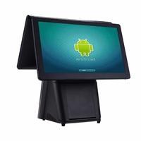 Sistema POS de Doble Pantalla para Restaurante de 15.6 Pulgadas, Táctil de 10 Puntos, 32GB/256GB de Almacenamiento, SO Android/Windows, Impresora Térmica Integrada de 80mm
