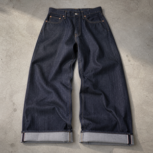Jeans en denim selvedge <span class=keywords><strong>baggy</strong></span> sur mesure pour hommes, <span class=keywords><strong>pantalon</strong></span> en denim brut à jambes larges - Product Image 1