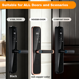 Serrure de <span class=keywords><strong>porte</strong></span> intelligente AIEN avec reconnaissance d'empreintes digitales, interphone vidéo et caméra de visionneuse pour portes en bois - Product Image 3