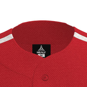 Camiseta Deportiva de Béisbol HEALY Retro Roja con Bloques de Color, Camisa Moderna de Manga Corta con Botones, Estilo Deportivo con Cuello Redondo para Fútbol - Product Image 4