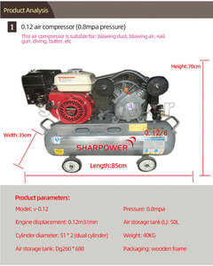SHARPOWER fabrique un compresseur d'air essence silencieux entraîné par des moteurs gaoline - Product Image 6