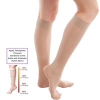 Chaussettes de compression montantes personnalisées 20-30 mmHg de haute qualité, à bout fermé, transparentes, pour varices, améliorent la circulation