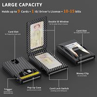 Dompet Lipat Minimalis untuk Pria, Tipis, Anti-RFID, Tempat Kartu Kredit Metal Smart Pop-Up dengan 2 Jendela ID, Muat 8-10 Kartu