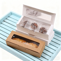 Boîtes à pâtisserie en papier kraft écologique transparentes avec fenêtre rectangulaire pour macarons, tartes aux œufs, petits gâteaux