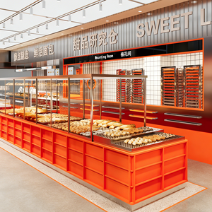 Boulangerie Composite magasin <span class=keywords><strong>de</strong></span> détail longue bande droite style stratifié ligne droite type présentoir - Product Image 2