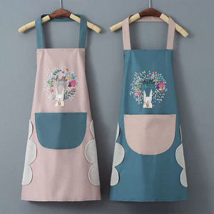 Junman Sleeveless <b>Apron</b> One Size Pink And Blue Floral Rabbit Cartoon <b>Kitchen</b> <b>Apron</b> Waterproof Stain Resistant - Product Image 1