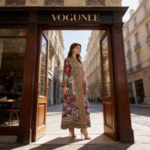 Robe Abaya de Haute Qualité en Polyester Imprimé Personnalisé Premium pour Femmes Musulmanes - Product Image 2