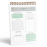 Agenda Diaria Personalizada A5 con Espiral Superior, Bloc de Notas con Lista de Tareas, Diario de Bienestar sin Fecha con Registro de Ingesta de Agua, Comidas y Ejercicio